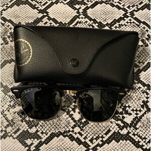Rayban club master black with gold trim, sunglasses and case